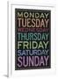 Days of the Week Colorful Text-null-Framed Art Print