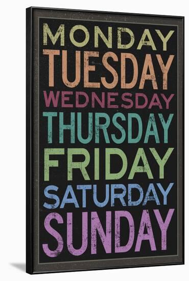 Days of the Week Colorful Text-null-Framed Art Print