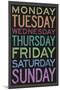 Days of the Week Colorful Text-null-Mounted Art Print