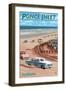 Dayton Beach Race Scene, Ponce Inlet, FL-Lantern Press-Framed Art Print