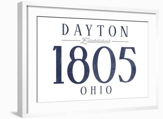 Dayton, Ohio - Established Date (Blue)-Lantern Press-Framed Art Print