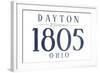 Dayton, Ohio - Established Date (Blue)-Lantern Press-Framed Art Print