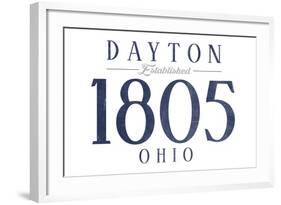 Dayton, Ohio - Established Date (Blue)-Lantern Press-Framed Art Print