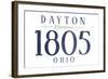 Dayton, Ohio - Established Date (Blue)-Lantern Press-Framed Art Print