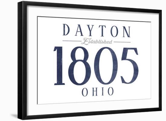 Dayton, Ohio - Established Date (Blue)-Lantern Press-Framed Art Print