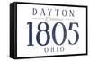 Dayton, Ohio - Established Date (Blue)-Lantern Press-Framed Stretched Canvas