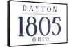 Dayton, Ohio - Established Date (Blue)-Lantern Press-Framed Stretched Canvas