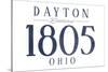 Dayton, Ohio - Established Date (Blue)-Lantern Press-Stretched Canvas