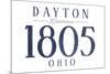 Dayton, Ohio - Established Date (Blue)-Lantern Press-Mounted Premium Giclee Print