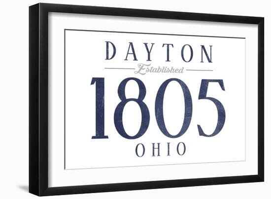 Dayton, Ohio - Established Date (Blue)-Lantern Press-Framed Art Print