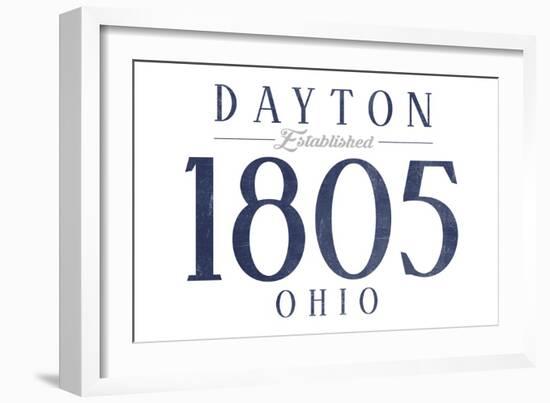 Dayton, Ohio - Established Date (Blue)-Lantern Press-Framed Art Print