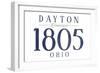 Dayton, Ohio - Established Date (Blue)-Lantern Press-Framed Art Print