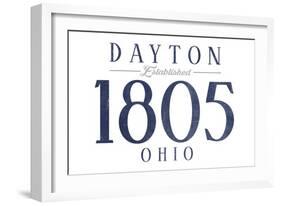 Dayton, Ohio - Established Date (Blue)-Lantern Press-Framed Art Print