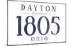 Dayton, Ohio - Established Date (Blue)-Lantern Press-Mounted Art Print