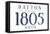 Dayton, Ohio - Established Date (Blue)-Lantern Press-Framed Stretched Canvas