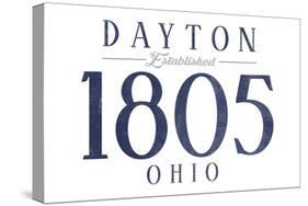 Dayton, Ohio - Established Date (Blue)-Lantern Press-Stretched Canvas