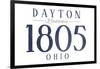 Dayton, Ohio - Established Date (Blue)-Lantern Press-Framed Art Print