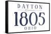 Dayton, Ohio - Established Date (Blue)-Lantern Press-Framed Stretched Canvas