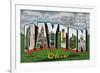 Dayton, Ohio - Large Letter Scenes, Wright Bros. Plane-Lantern Press-Framed Premium Giclee Print