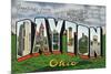 Dayton, Ohio - Large Letter Scenes, Wright Bros. Plane-Lantern Press-Mounted Premium Giclee Print