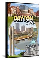 Dayton, Ohio - Montage Scenes-Lantern Press-Framed Stretched Canvas