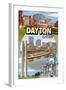 Dayton, Ohio - Montage Scenes-Lantern Press-Framed Art Print