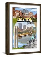 Dayton, Ohio - Montage Scenes-Lantern Press-Framed Art Print