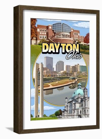 Dayton, Ohio - Montage Scenes-Lantern Press-Framed Art Print