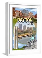 Dayton, Ohio - Montage Scenes-Lantern Press-Framed Art Print