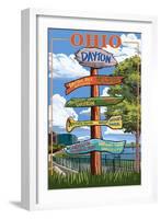 Dayton, Ohio - Signpost Destinations-Lantern Press-Framed Art Print