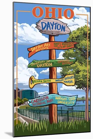 Dayton, Ohio - Signpost Destinations-Lantern Press-Mounted Art Print