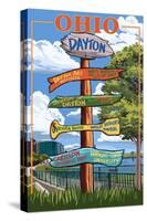 Dayton, Ohio - Signpost Destinations-Lantern Press-Stretched Canvas