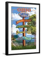 Dayton, Ohio - Signpost Destinations-Lantern Press-Framed Art Print