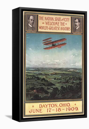 Dayton, Ohio - Wright Brothers Plane, 1st Flight Promotional Poster-Lantern Press-Framed Stretched Canvas