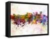 Dayton Skyline in Watercolor Background-paulrommer-Framed Stretched Canvas