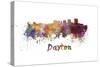 Dayton Skyline in Watercolor-paulrommer-Stretched Canvas