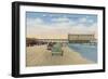 Daytona Beach, FL - Beach View of Pier Casino-Lantern Press-Framed Art Print