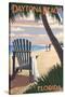 Daytona Beach, Florida - Adirondack Chair on the Beach-Lantern Press-Stretched Canvas