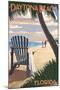 Daytona Beach, Florida - Adirondack Chair on the Beach-Lantern Press-Mounted Art Print