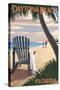 Daytona Beach, Florida - Adirondack Chair on the Beach-Lantern Press-Stretched Canvas