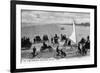 Daytona Beach, Florida - Crowds on Bicycles and in Cars-Lantern Press-Framed Art Print