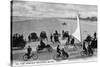 Daytona Beach, Florida - Crowds on Bicycles and in Cars-Lantern Press-Stretched Canvas