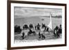 Daytona Beach, Florida - Crowds on Bicycles and in Cars-Lantern Press-Framed Premium Giclee Print