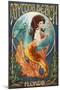 Daytona Beach, Florida - Mermaid-Lantern Press-Mounted Art Print