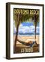 Daytona Beach, Florida - Palms and Hammock-Lantern Press-Framed Art Print