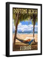 Daytona Beach, Florida - Palms and Hammock-Lantern Press-Framed Art Print