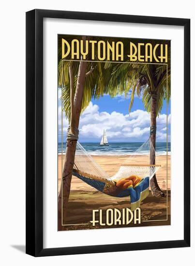 Daytona Beach, Florida - Palms and Hammock-Lantern Press-Framed Art Print