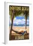 Daytona Beach, Florida - Palms and Hammock-Lantern Press-Framed Art Print