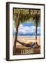 Daytona Beach, Florida - Palms and Hammock-Lantern Press-Framed Art Print