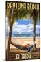 Daytona Beach, Florida - Palms and Hammock-Lantern Press-Mounted Art Print